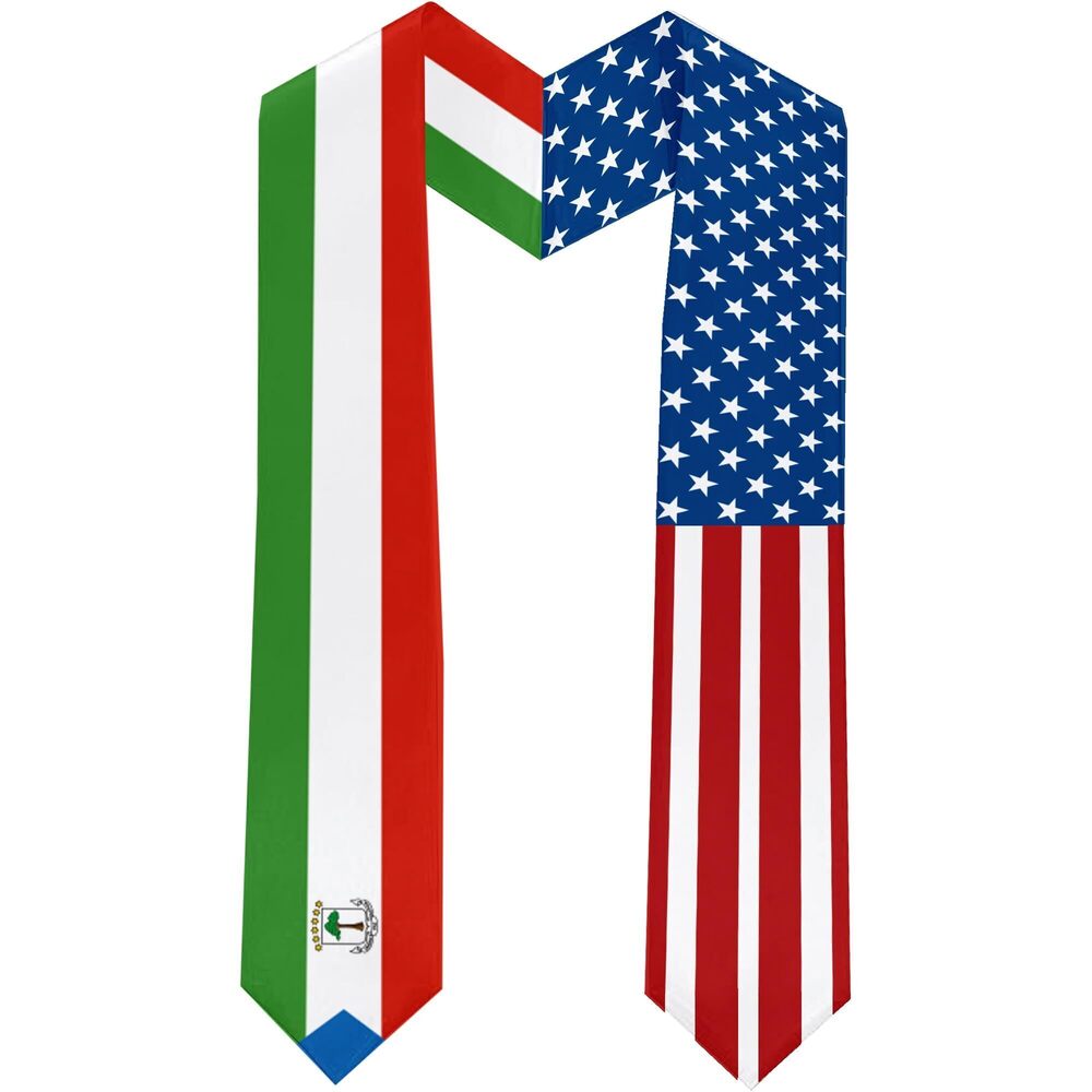 4801 2025 Equatorial Guinea Flag and USA Flag Graduation Stole Graduation